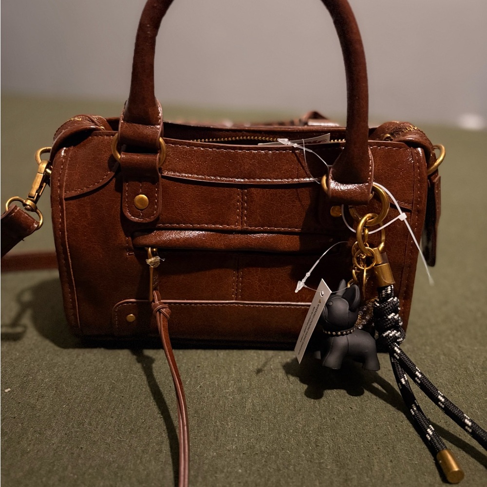 Steve Madden Brown Crossbody Bag with Gold Accents